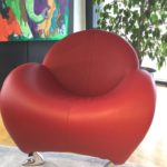 Möbel Weimer Hausausstellung Exravaganter roter Designer-Ledersessel
